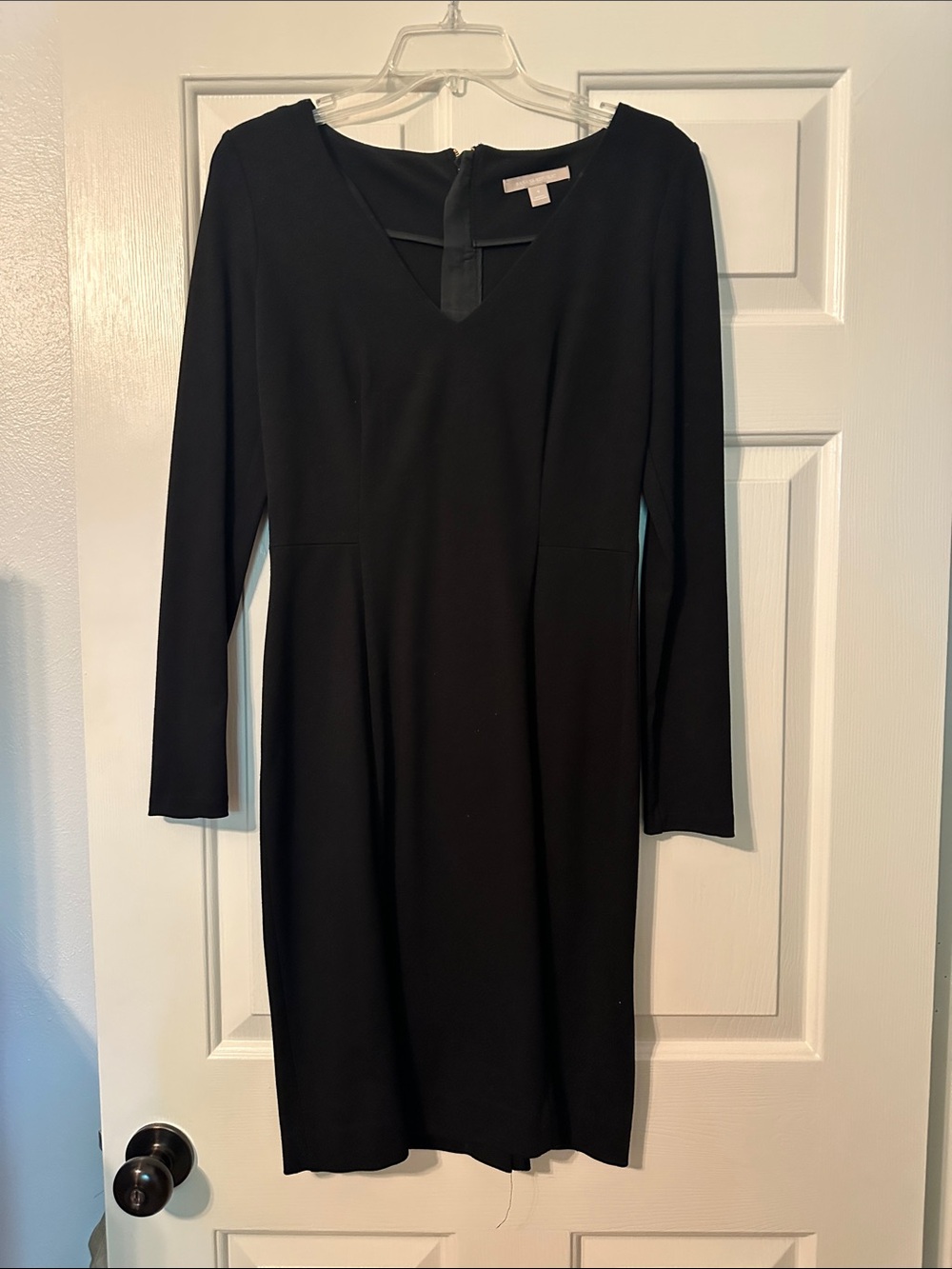Banana Republic Black Long Sleeve V-Notch Sheath Dress